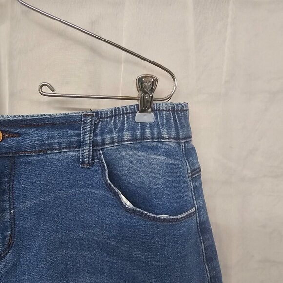 Blue Denim A-Line Midi Skirt Boho Faded Classic L - Picture 4 of 13